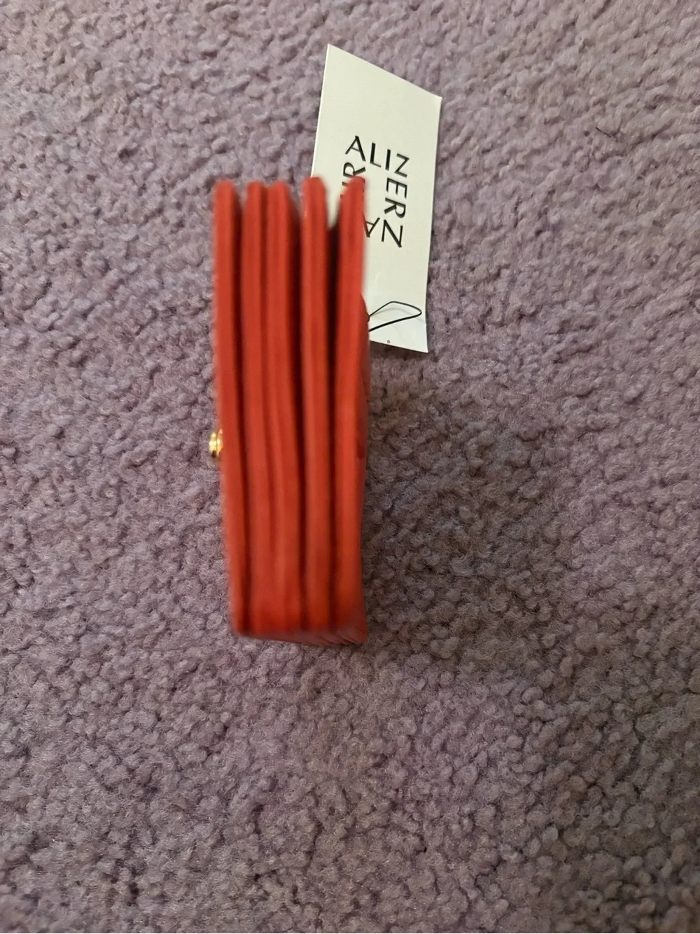 Naturalizer Orange Pebbled Leather Card Organizer with Gold Snaps